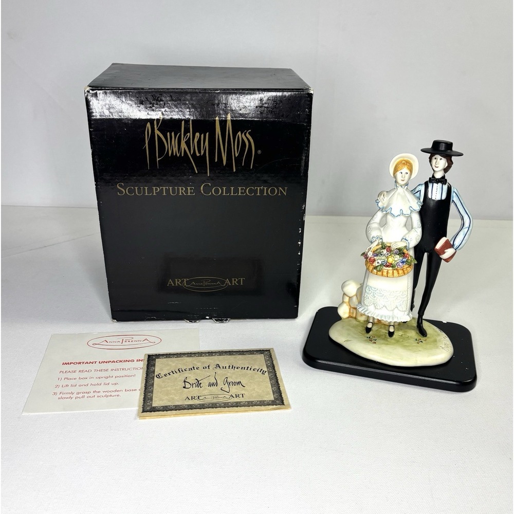 P. Buckley Moss Sculpture Bride Groom Wedding LE 342/500 Anna Perenna Porcelain